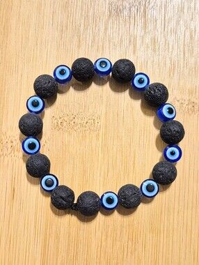 Handmade Lava Stone Evil Eye Essential Oil Diffuser Bracelet